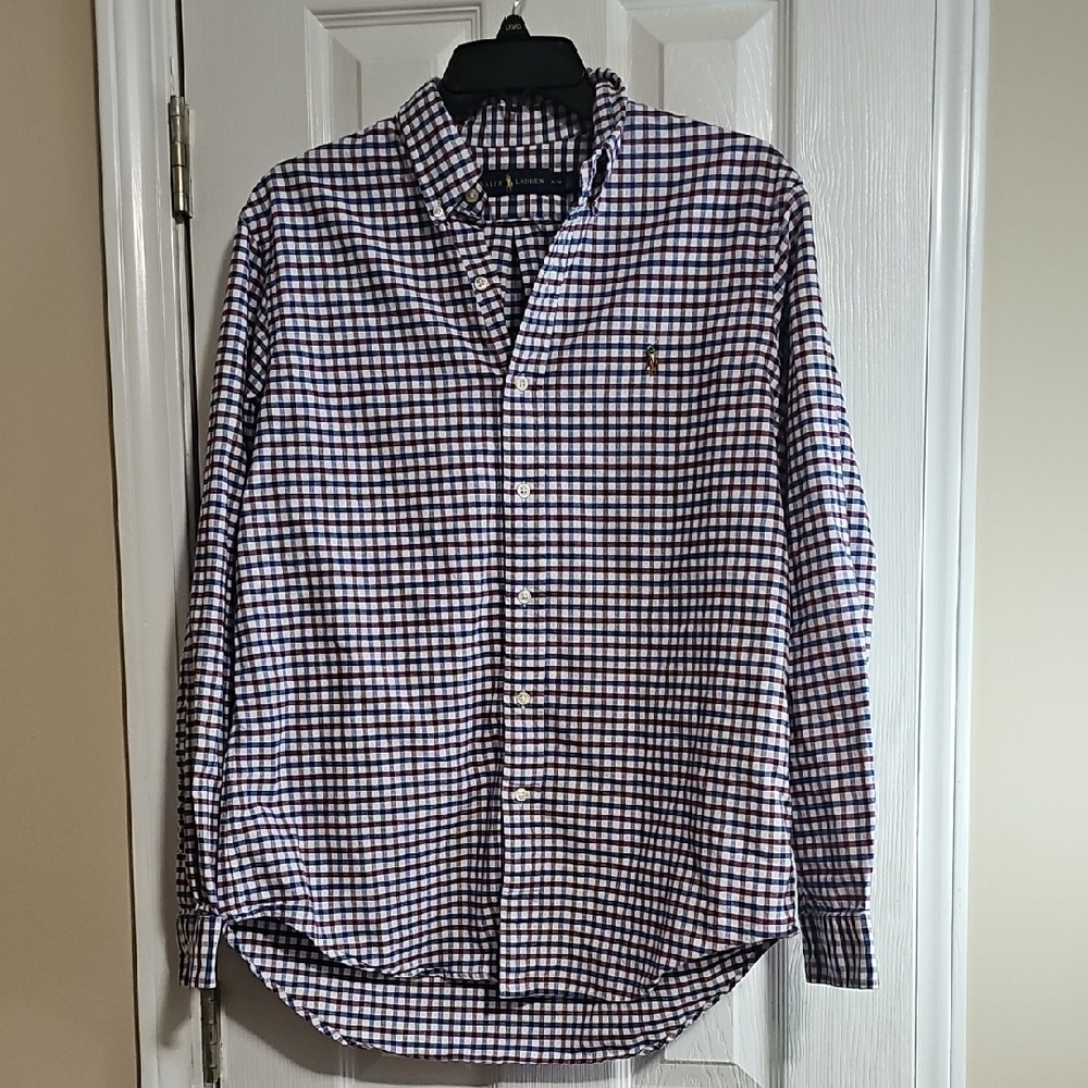 Ralph Lauren Men's Checkered Shirt - Blue and White